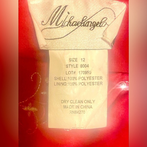 Michaelangelo Red Dress with Embroidery, Size 12 See photos for measurements. - Picture 4 of 12